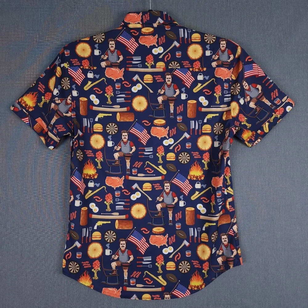 RSVLTS Ron Swanson Shirt Greatness Mens Medium Parks‎ Recreation Button KunuFlex